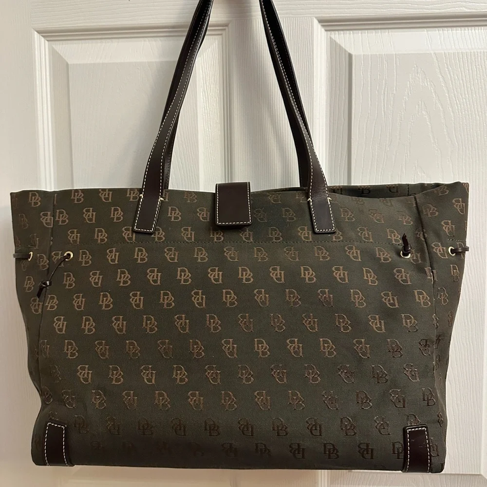 Dooney & Bourke Olive and Brown Monogram Tote/Laptop/Computer Bag/Tote